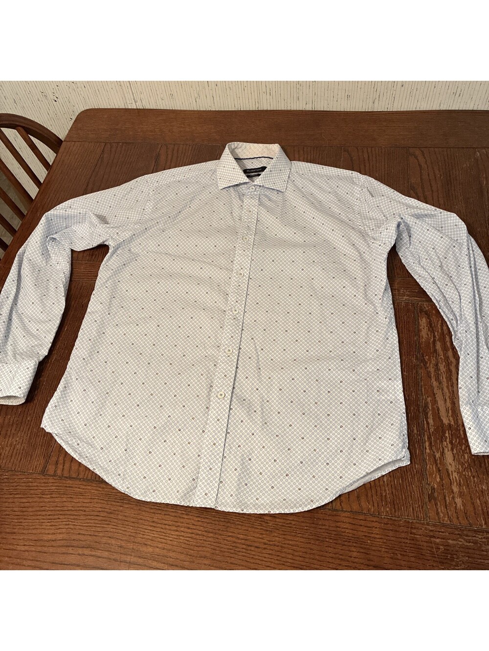 Bugatchi Shaped Fit Shirt Men’s L Long Sleeve Button Up All Over Geometric Print